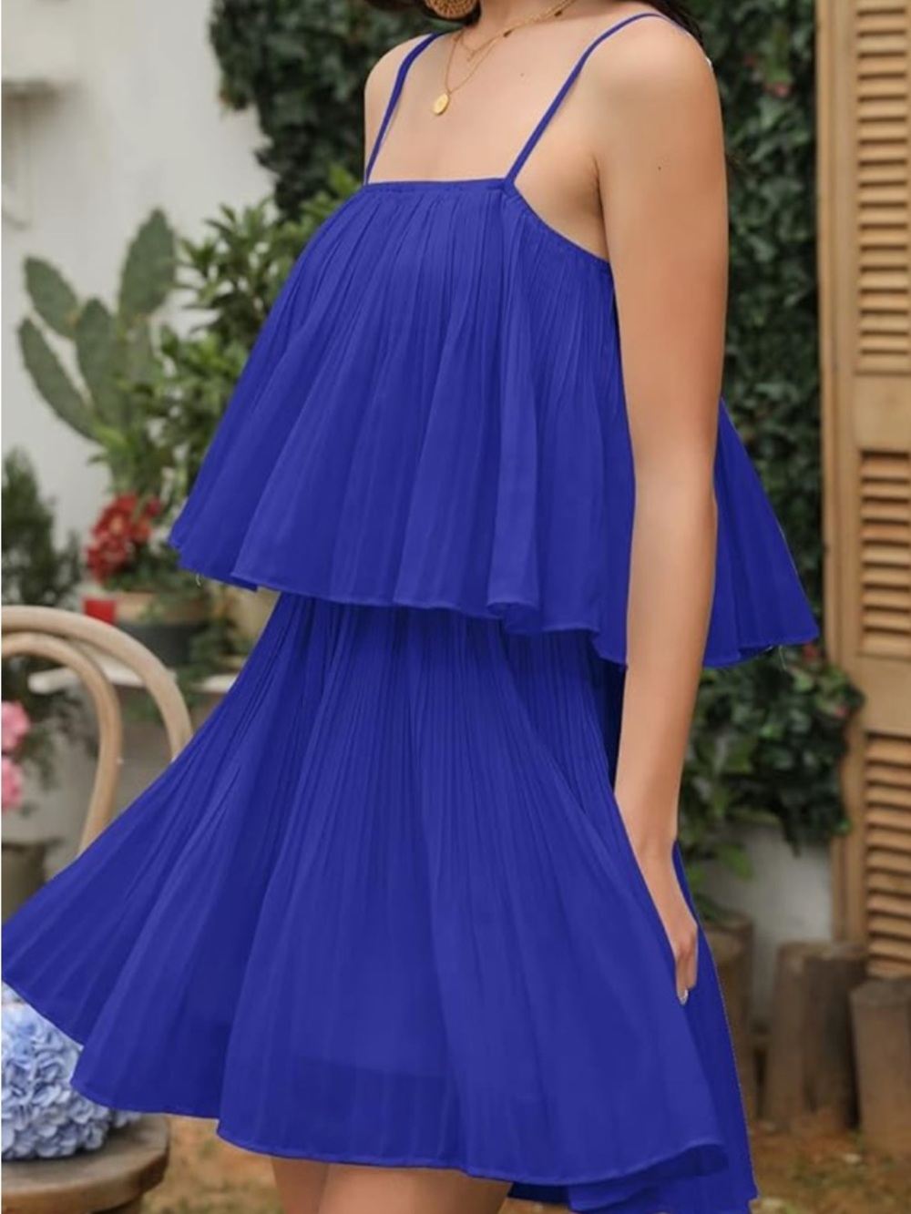 Flowy Tiered Ruffle Romper Effortless Luxe Draped Silhouette - Picture 3 of 3